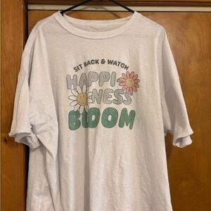 Aerie White Graphic Tee with Floral Design